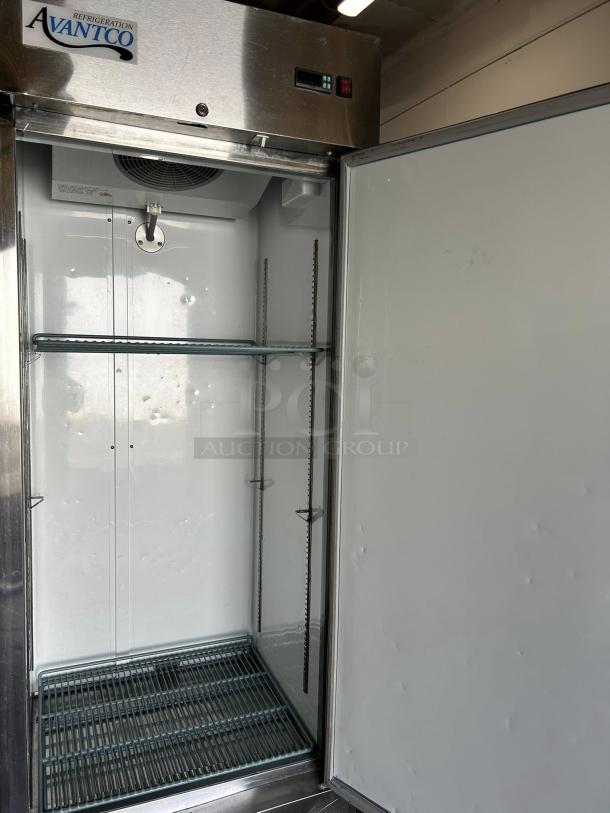 Avantco A-19F-HC 29" solid door reach-in freezer, excellent condition, fully tested, interior shelves, digital display.