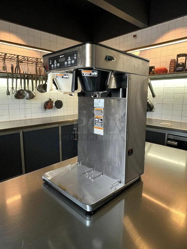 BUNN ITCB TWIN Tea/Coffee Brewer, model 52400.0000, stainless steel, with digital display and controls, tested and working.