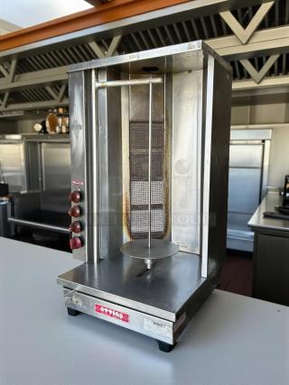 Attias GRY-4 Gyro & Shawarma Machine, 4 burners, 1 spit, stainless steel, great condition, tested and working.
