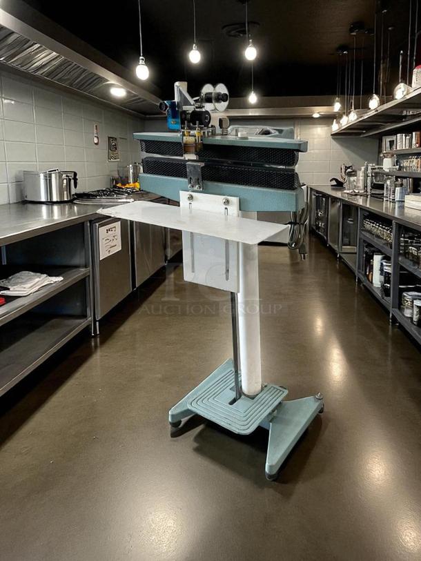 12" Constant Heat Foot Sealer, Lined Jaw, 115v in amazing condition; tested and working. Features double constant heat.