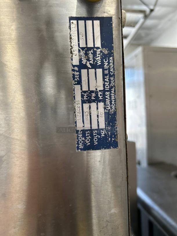 Lumar Ideal LU-2X25S commercial double vacuum tumbler with visible manufacturer label, stainless steel, fully tested.