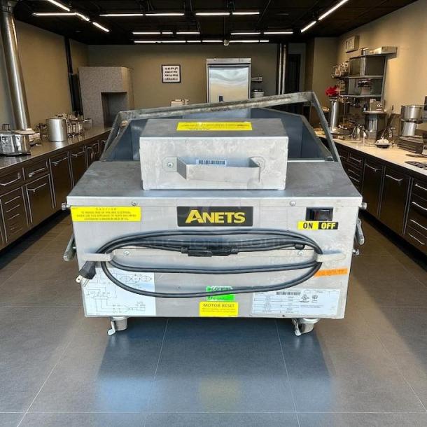 Anets FFM80 80 lb commercial fryer filter, excellent condition, gravity 120v, tested and working, visible labels for controls.
