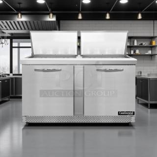 Continental SW60-24M commercial refrigerator freezer, dual lid top access, stainless steel, 115V, fully tested, working.
