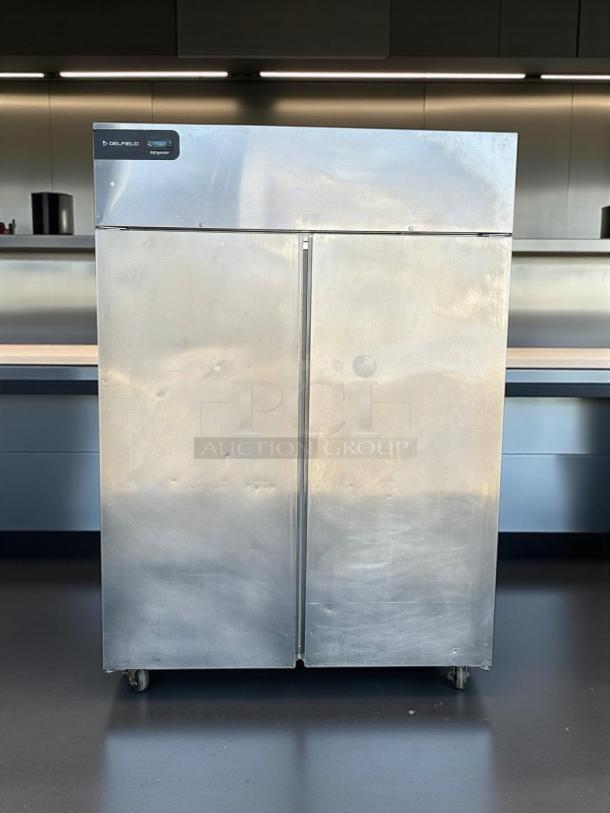 Delfield GBR2P-SW 2-door commercial refrigerator; stainless steel; excellent condition; 115V; fully tested and working.