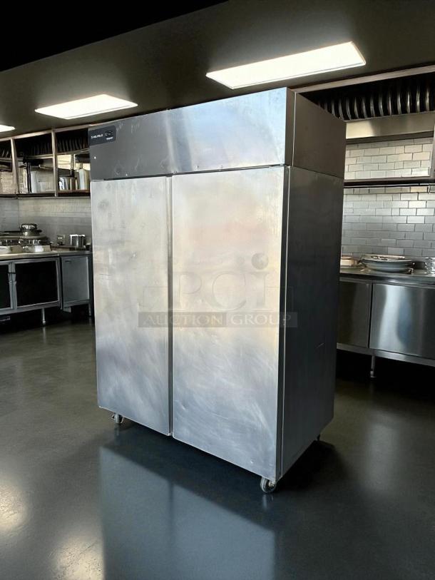 Delfield GBR2P-S commercial 2-door reach-in refrigerator, stainless steel, fully tested, 115V, excellent condition.