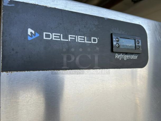 Delfield GBR2P-S 2-Door Commercial Refrigerator with visible digital control panel. Stainless steel, tested, working condition.