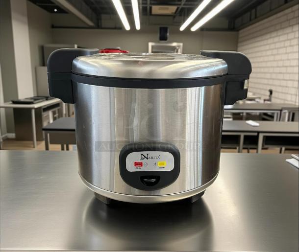 Narita NRC-1160 Rice Cooker/Warmer, 30 Cup, Stainless Steel, New in Box, 115V, visible controls for cook and warm functions.