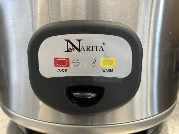 Narita NRC-1160 Rice Cooker, 30 Cup, Stainless Steel, New in Box. Features "Cook" and "Warm" indicators, 115V.