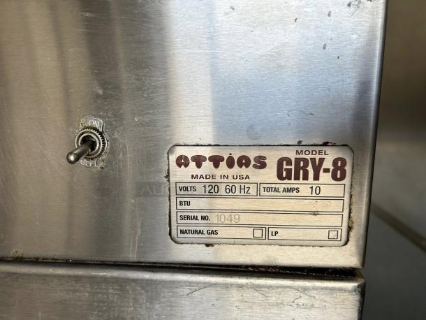 Attias GRY-8 electric gyro machine, 8 burners, 120V, 60Hz, 10 amps. Serial #1049. Outstanding condition, tested and working.