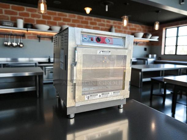 Metro C5 63L-SFC-UA heated holding cabinet in excellent condition, stainless steel, 120V, visible labels, fully tested.