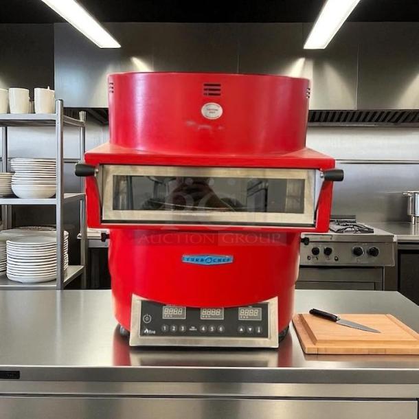 TurboChef FIRE ventless countertop pizza oven, model FRE-9600-1, red, like new, fits 14" pizza, 6 preset timers, fully tested.