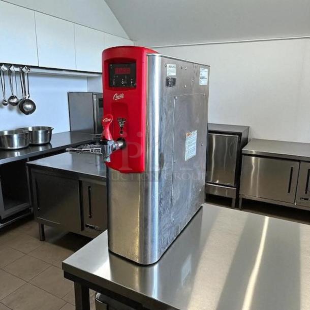 Curtis WB5N G3 5 Gallon Hot Water Dispenser, stainless steel, red front, 120/220V, with aerator, excellent condition, fully tested.