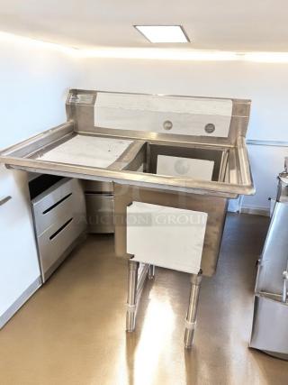 Brand New Advance Tabco FC-1-1620-18L stainless steel sink, one compartment, left drainboard, NSF certified, durable construction.