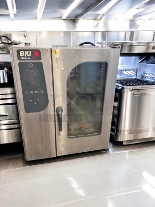 Brand new BKI Giorik ABTE101R electric combi oven, 208V 3PH, fully tested, stainless steel finish, visible control panel.