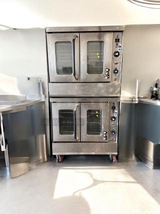 Garland MCO-GS-10S double-deck gas convection oven in superb condition, stainless steel, fully tested, visible controls and handles.