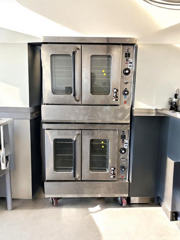 Garland MCO-GS-10S double-deck gas convection oven. Excellent condition, fully tested. Visible controls and glass doors.