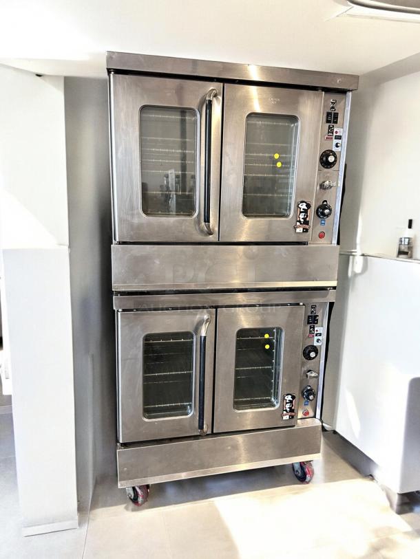 Garland MCO-GS-10S double-deck gas convection oven, superb condition, stainless steel, fully tested, visible control panel.
