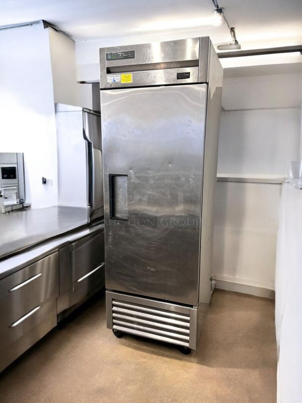 True T-23F-HC single door reach-in freezer, stainless steel, excellent condition, 115V, fully tested, visible brand label.