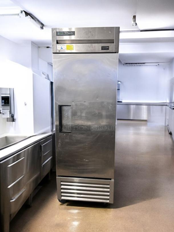 True T-23F-HC single door reach-in freezer, outstanding condition, stainless steel, 115V, tested and working, with visible brand label.