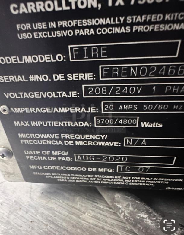 Image of a manufacturer's label for a True T-23F-HC freezer. Displays serial number, voltage 208/240V, and made in August 2020.
