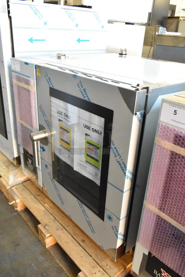 BRAND NEW Bakers Pride AEHE061R stainless steel commercial combi convection oven, 208V, 3-phase, wrapped and labeled.