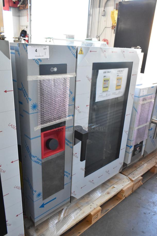 BRAND NEW! Bakers Pride AETG101R stainless steel commercial natural gas combi convection oven, protective film intact.