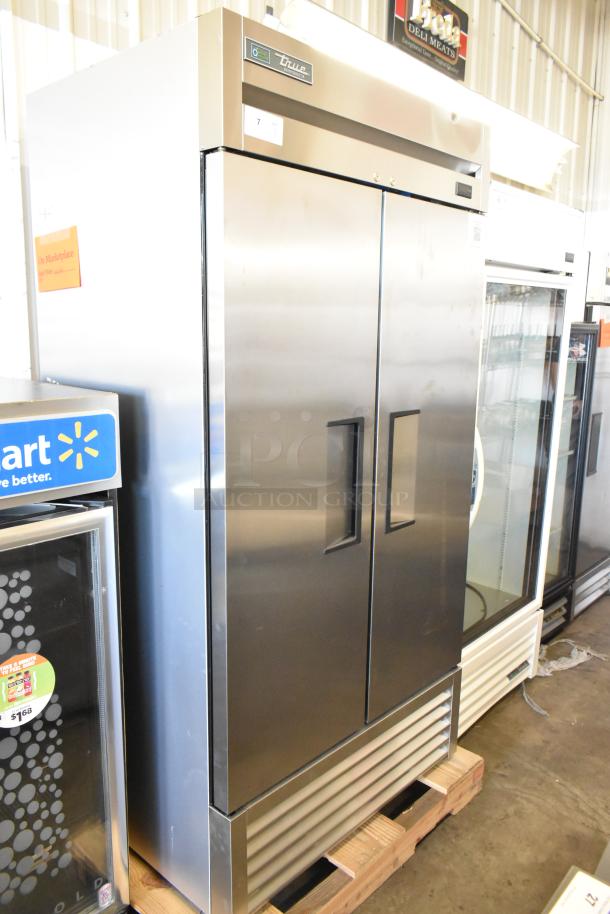 Brand new 2025 True T-35-HC stainless steel commercial 2-door cooler with poly-coated racks. Model T-35-HC, 115 volts, 1 phase.