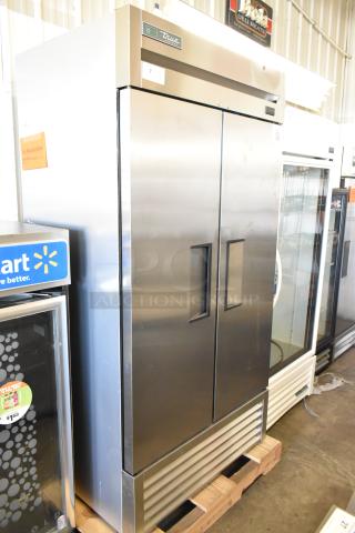 Brand new 2025 True T-35-HC stainless steel commercial 2-door cooler with poly-coated racks. Model T-35-HC, 115 volts, 1 phase.