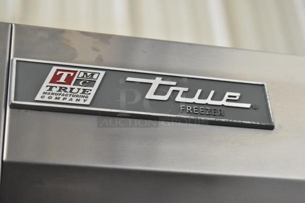 2017 True T-19F stainless steel commercial single door freezer, features poly-coated racks, commercial casters, 115V, 1 phase.