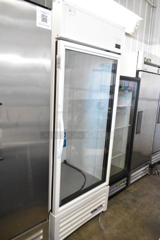 2020 True TSCI-600R-G-PH commercial single-door reach-in cooler. Glass door, metal body, 115V, 1 phase, excellent condition.
