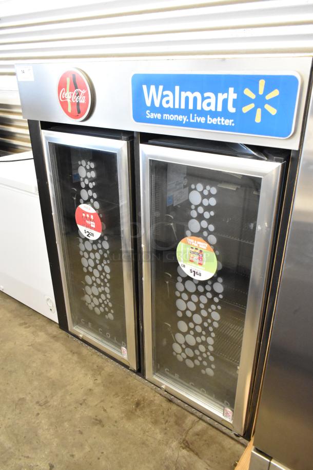 IDW GS-4-HA234B metal commercial 2-door reach-in cooler merchandiser with poly-coated racks, 115 volts, 1 phase.