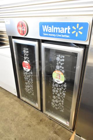 IDW GS-4-HA234B metal commercial 2-door reach-in cooler merchandiser with poly-coated racks, 115 volts, 1 phase.