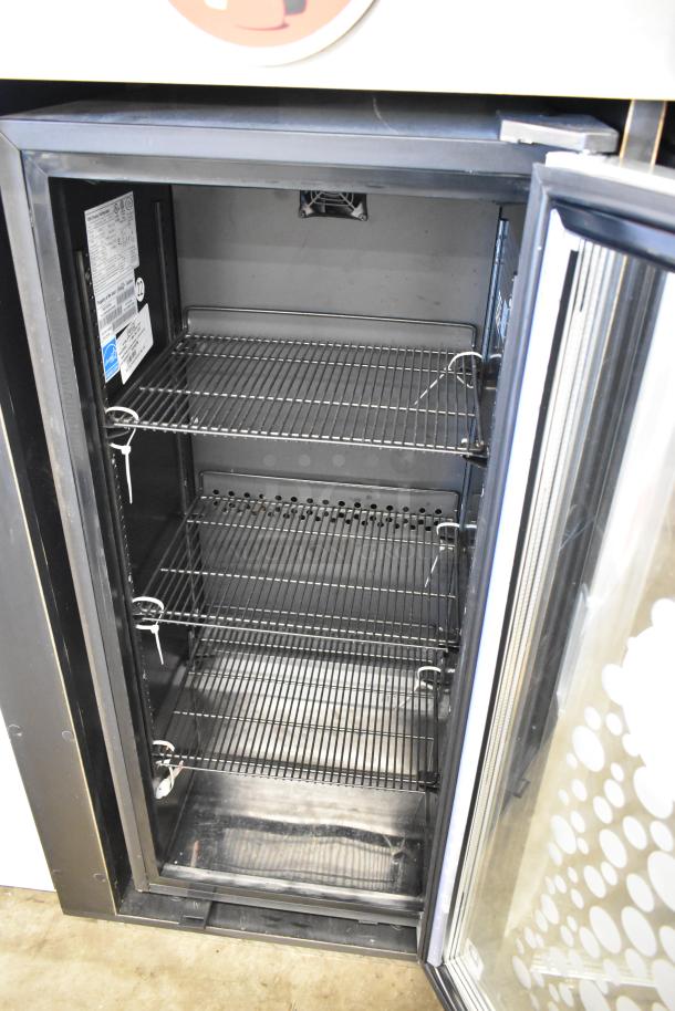 IDW GS-4-HA234B 2 Door Cooler Merchandiser, metal, poly-coated racks, 115V, 1 phase, interior view, labels on side.