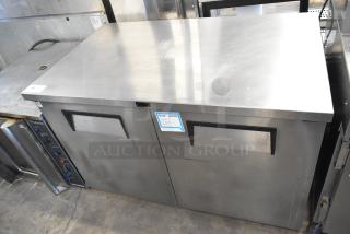 True TUC-48F-LP stainless steel 2-door undercounter freezer with commercial casters. 115V, 1 phase, excellent condition.
