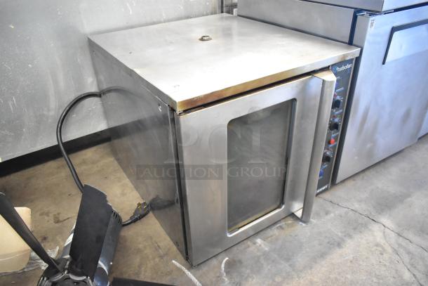 Moffat E32MS stainless steel commercial convection oven, half-size, with view door, thermostatic controls. 208V electric-powered.