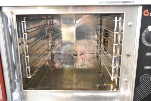 Groen HY-6G HyPer Steam stainless steel commercial steam cabinet, natural gas, 90,000 BTU, dual decks, clean interior.