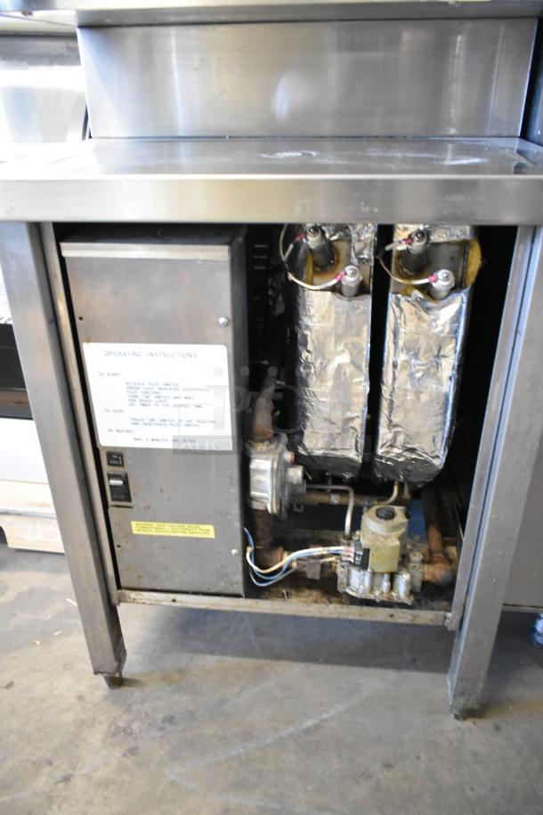 Groen HY-6G HyPer Steam stainless steel 2-deck steam cabinet, natural gas, 90,000 BTU, operating instructions visible.