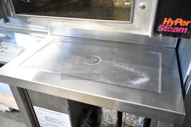 Groen HY-6G HyPer Steam stainless steel commercial 2 deck steam cabinet, natural gas, 90,000 BTU, with visible operating instructions label.