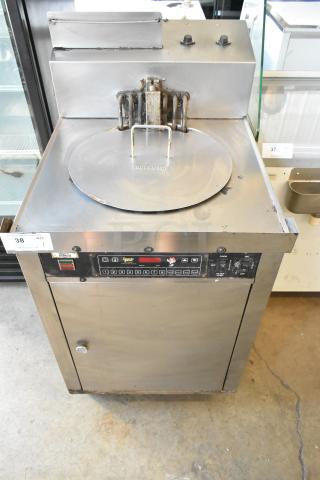 Chester Fried CF-500 stainless steel electric deep fryer, 208V, 3 phase, floor style, control panel, used condition.