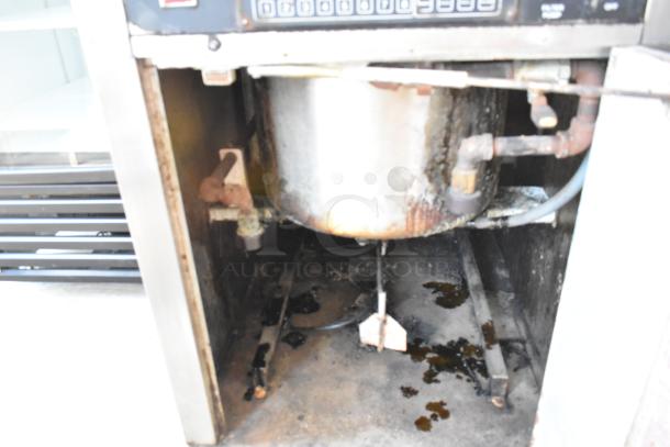 Chester Fried CF-500 commercial fryer, stainless steel, electric, 208V, 3 phase, visible wear, model label on front.