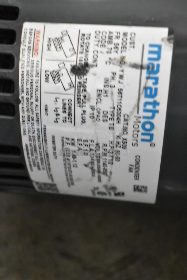 Marathon Motors fan with visible model details on label, used condition, converter fan, type 182T, for auction.