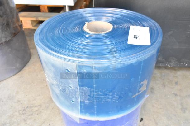 Brand new scratch and dent cooler strip curtain roll. Visible label indicates item number 49.