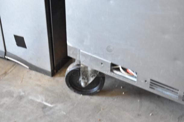Beverage Air UCFD36AHC-2 stainless steel commercial freezer with two drawers, on casters, visible 115V, 1-phase label.