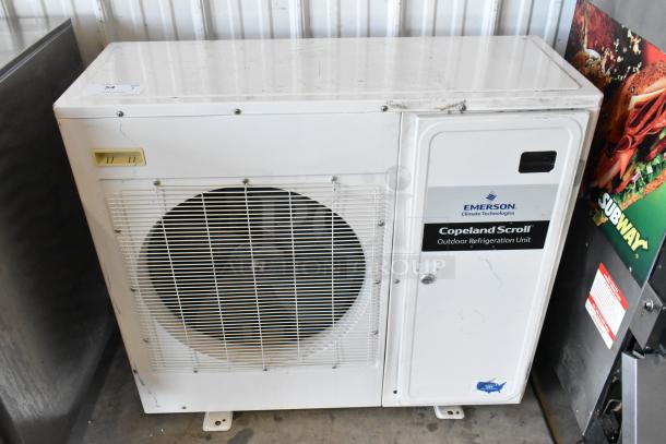 Emerson XFAM-030Z-CFV-081 outdoor refrigeration unit, 208-230V, 1 phase. Features Copeland Scroll technology. Used condition.
