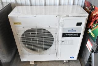 Emerson XFAM-030Z-CFV-081 outdoor refrigeration unit, 208-230V, 1 phase. Features Copeland Scroll technology. Used condition.