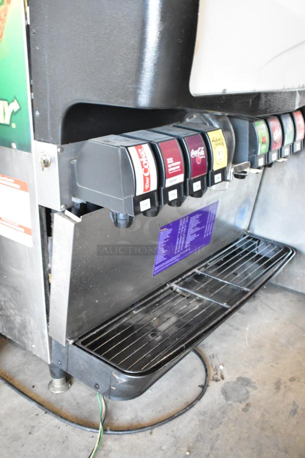 Cornelius ED200-BCHZ stainless steel 8-flavor beverage machine, countertop model, 115 volts, 1 phase, good condition.