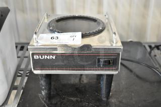 Bunn RWS1 stainless steel single burner coffee pot warmer, 120 volts, 1 phase, commercial countertop model, in used condition.