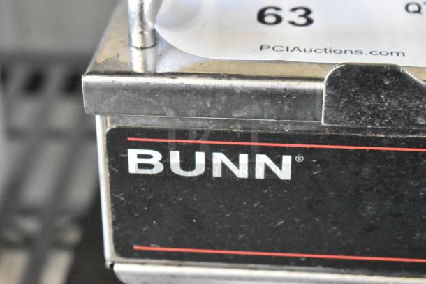 Bunn RWS1 stainless steel coffee pot warmer with visible brand label. Used, 120V, 1 phase, commercial countertop model.