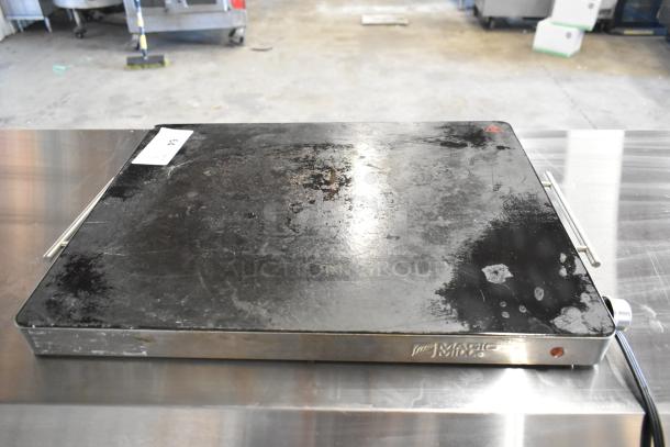 2023 Magic Mill MHPE905 hot plate, electric, countertop, 120V, shows wear, prominent branding on front, used condition.