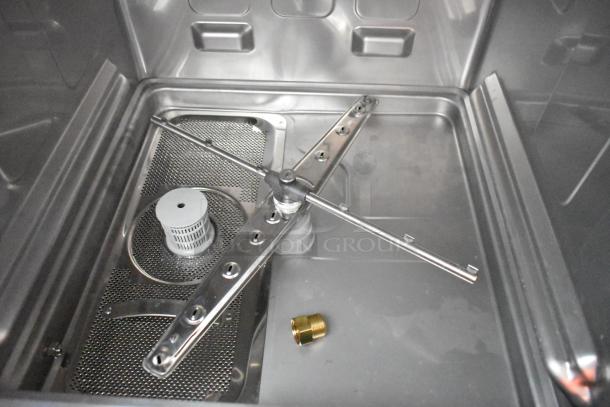 Brand new Mainstreet 541HTUC30 stainless steel commercial dishwasher interior, 208/240 volts, 1 phase.